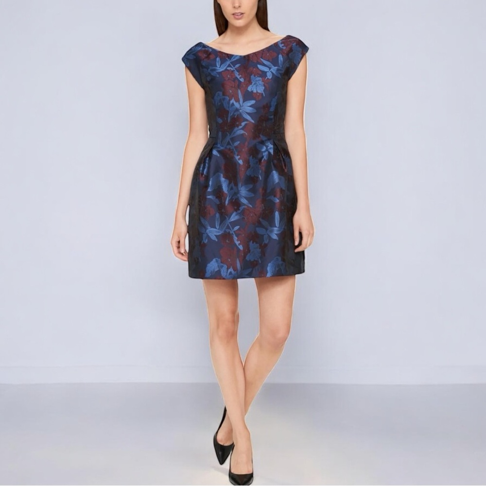 Size 16 Tommy Hilfiger Orchid Print Jacquard Cap Sleeve Dress NEVER WORN - Picture 6 of 8